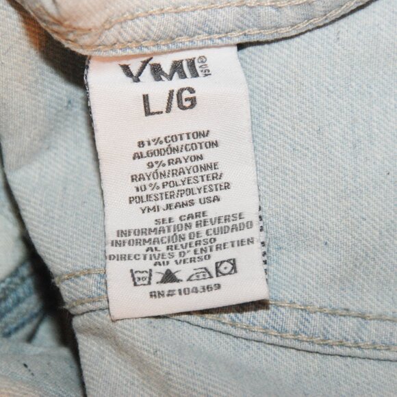YMI Women's Novelty Wash Faded Jean Denim Moto Jacket NWT Larg - Picture 5 of 7